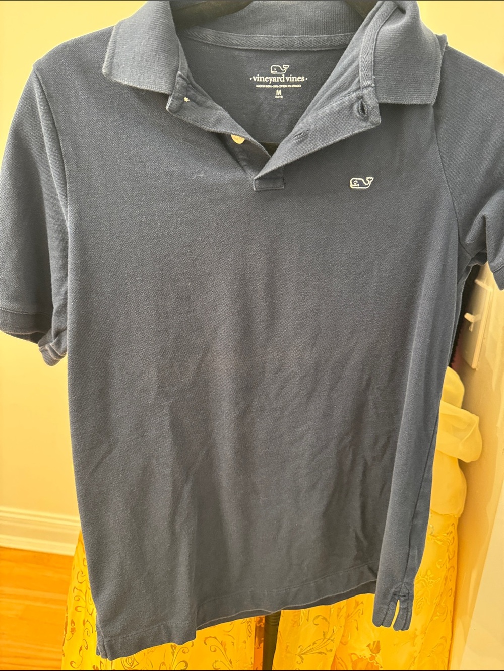 Vineyard Vines Boys Navy Short-Sleeve Polo with Whale Logo